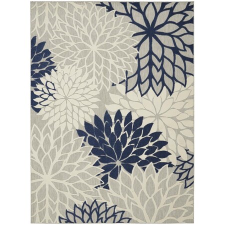 Palacedesigns 7 x 10 ft. Ivory & Navy Indoor & Outdoor Area Rug PA2476080
